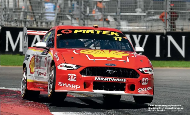  ?? GETTY IMAGES ?? Ford’s new Mustang Supercar and Kiwi driver Scott McLaughlin won on debut in Adelaide.