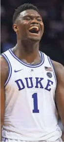  ?? JEREMY BREVARD/USA TODAY SPORTS ?? No. 1, East Regional Duke and Zion Williamson