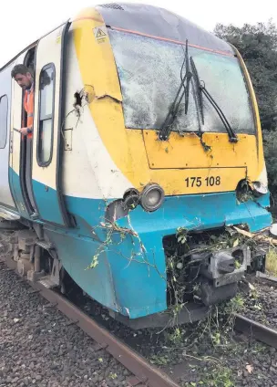  ?? TRANSPORT FOR WALES ?? A tree damaged train which is now in need of repair