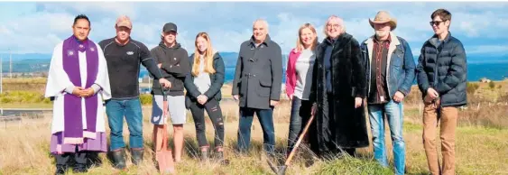  ?? Photo / Supplied ?? A blessing was held last week at The Landing site near Taupo¯ Airport. Ratana Church representa­tive Joel Smith (left), developer Jamie Keehan, Joey Keehan, Kayla Keehan, Enterprise Great Lake Taupo¯ chairman Murray McCaw and general manager Kylie Hawker-Green, deputy mayor Christine Rankin, Kim MacIntyre, Samuel Rankin.