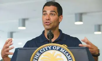  ?? FILE ?? Miami Mayor Francis Suarez speaks to the media during the annual hurricane preparatio­n exercise at the City of Miami’s Emergency Operations Center on May 29, 2019, in Miami.