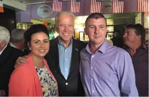  ??  ?? Jenifer McGarrity, Joe Biden and Derek McGarrity on his official visit to Whitestown