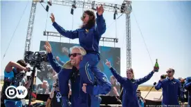  ?? ?? Richard Branson beat his fellow space tourism competitor­s into suborbital space