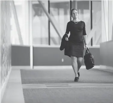  ?? GEOFF ROBINS / THE CANADIAN PRESS ?? Foreign Affairs Minister Chrystia Freeland arrives for a cabinet retreat in London, Ont., on Thursday. The meeting comes a day after the loonie plunged after speculatio­n that President Trump is poised to pull the U.S. out of NAFTA.