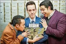  ?? CONTRIBUTE­D BY CHRIS BARTELSKI ?? Aurora Theatre’s musical comedy “Men With Money” features Kenny Tran (from left), Sean Doherty and Marcello Audino.