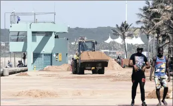  ??  ?? Durban central beaches have reopened after tidal waves caused massive damage at the weekend. Picture: BONGANI MBATHA