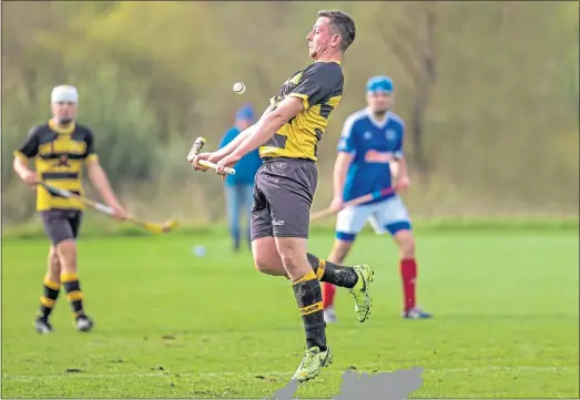  ??  ?? Hamish Harrison playing shinty for his beloved Col-glen after the weekly 253-mile journey