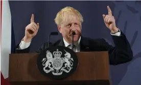  ?? Photograph: WPA/Getty Images ?? Boris Johnson delivering a speech on the cost of living crisis, Blackpool, 9 June 2022.