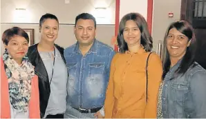  ?? Picture: Deidre Garde ?? HAVING A LAUGH: Samantha Rangasamy, Shanaaz Fritz, Adil Hanif, Naeelah McCorn and Fadillah Fritz at the Herald Comedy series show featuring Stuart Taylor