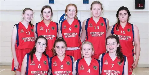  ??  ?? The Presentati­on (Wexford) Senior basketball squad.