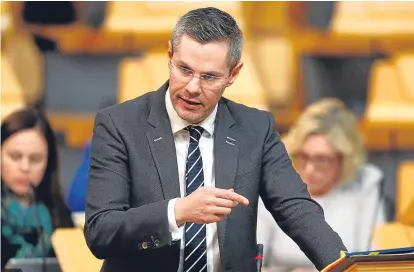  ??  ?? Derek Mackay announcing changes to the non-domestic rates.