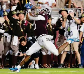  ?? Bob Levey/Getty Images ?? Texas A&M started last season 3-1 with WR Ainias Smith in the lineup but went 2-6 the rest of the way after their senior leader was sidelined with an injury.