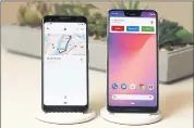  ?? RICHARD DREW — THE ASSOCIATED PRESS ?? Google’s new Pixel 3, left, and Pixel 3 XL phones showcase the tech giant’s advances in software.