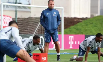  ??  ?? Photograph: Karim Jaafar/AFP via Getty Images Bayern Munich, seen here training in January, will train with ‘all hygiene regulation­s strictly observed.’