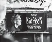  ?? Justin Kaneps / New York Times ?? Sen. Elizabeth Warren, as have other Democratic presidenti­al hopefuls, is attacking monopolies.