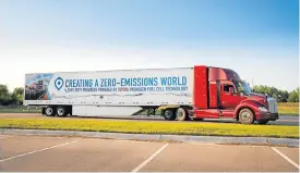  ??  ?? Clean: The second generation of Toyota’s hydrogen truck, which emits nothing but water vapour.