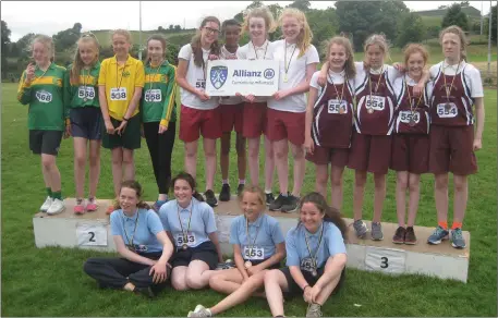  ??  ?? The girls relay winners at the Cumann na mBunscol Sports Day.