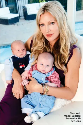  ??  ?? Shocked: Model Caprice Bourret with her sons