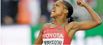  ?? Reuters ?? Faith Kipyegon of Kenya reacts after winning the gold medal in the 1,500 metres —