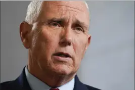  ?? JOHN MINCHILLO — THE ASSOCIATED PRESS FILE ?? Former Vice President Mike Pence speaks during an interview with The Associated Press on Nov. 16 in New York.