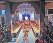  ?? RISHIKESH CHOUDHARY ?? Ganesh Temple in Dombivli is lit up with lamps on Tripurari Poornima on Wednesday.
