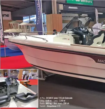  ??  ?? • Prix : 34 540 € avec 115 ch Evinrude Long. : 6,60 m – Larg. : 2,45 m Poids : 900 kg – Mot. maxi : 250 ch Constr. : Ocqueteau (17)