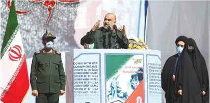  ?? (Majid Asgaripour/WANA/Reuters) ?? IRGC COMMANDER-IN-CHIEF Maj.-Gen. Hossein Salami speaks during the 42nd anniversar­y of the US expulsion from Iran, in Tehran last November.