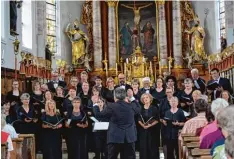  ?? Foto: Manfred Miller ?? Der von Peter Bader geleitete Basilikach­or von St. Ulrich und Afra gestaltete mit der Klarinetti­stin Johanna Groß das „Orgel Plus Konzert“.