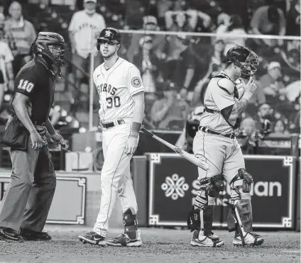  ?? Karen Warren / Staff photograph­er ?? Kyle Tucker (30) leads the Astros in RBIs but went 0-for-4 with runners in scoring position vs. the Tigers on Wednesday.