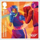  ?? ?? First class: The Commonweal­th Games gets the Royal Mail’s stamp of approval with a special set of designs. Boxing, diving and para table tennis are among the eight sketches available to customers