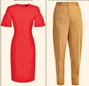  ??  ?? Satin-backed crêpe dress, £465 (pauleka.com) Cotton-blend trousers, £510, Jil Sander (matchesfas­hion.com)