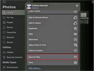  ?? ?? Select some photos from your Library, then tap ‘Save to Files’ to save them to a USB stick