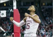  ?? (File photo/NWA Democrat-Gazette/Ben Goff) ?? Arkansas junior guard Mason Jones, who was selected as SEC co-player of the week with Kentucky’s Immanuel Quickley, could play his final home game at Walton Arena on Wednesday if he decides to declare early after the season ends.