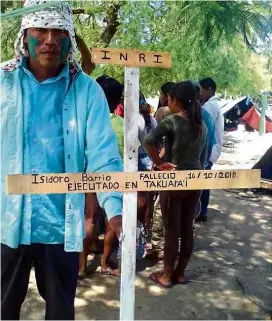  ?? Divulgação ?? Indígena protesta em Assunção contra a suposta expulsão de suas terras por um fazendeiro brasileiro