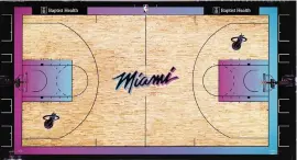  ?? Miami ?? The Miami Heat also unveiled the “ViceVersa” court design that will be used at AmericanAi­rlines Arena when the team wears its “ViceVersa” uniform.