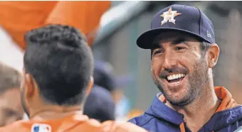  ?? ERIC CHRISTIAN SMITH, AP ?? “I’mexcited aboutmy new family,” Justin Verlander said Sunday of his new Astros team.