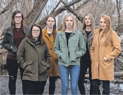  ?? PHOTOS BY GEORGIE SILVAROLE/ USA TODAY NETWORK ?? More than 16 women, including Carolyn McDonald, left, Michelle Poulsen, Rachel Horvath, Jessica Spiesz, Ashley Scibilia and Joy McCullough, have come forward against Wayne Aarum.