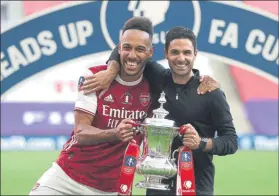  ?? FOTO: AP ?? ’Auba’ y Arteta celebraron juntos la conquista de la FA Cup