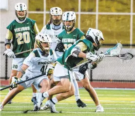  ?? APRIL GAMIZ/THE MORNING CALL ?? Allentown Central Catholic’s Jack McGorry, shown in action against Emmaus this year, scored seven goals in Saturday’s playoff win.