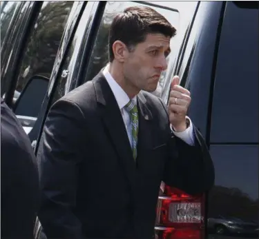  ?? EVAN VUCCI — THE ASSOCIATED PRESS ?? House Speaker Paul Ryan of Wisconsin leaves the White House in Washington, on Friday after meeting with President Donald Trump.