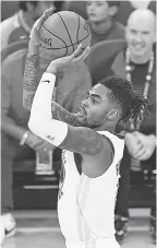  ?? KYLE TERADA/ USA TODAY SPORTS ?? New Warriors guard D’Angelo Russell previously played for the Lakers and the Nets.