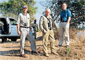  ??  ?? Moss (centre) beside the Kafue river in Zambia: he also created a nature reserve in Wales