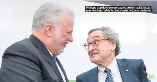  ??  ?? Philippe Couillard en compagnie de Michael Sabia, le président et chef de la direction de la Caisse de dépôt.