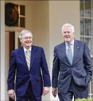  ?? ALEX BRANDON / AP ?? Senate Majority Leader Mitch McConnell (left), R-Kentucky, and Senate Majority Whip Sen. John Cornyn, R-Texas, hope to have a revised health care bill by Friday. The current bill has been opposed by as many as 10 Republican­s.