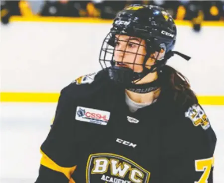  ?? ?? Chloe Primerano is the first female skater selected in the Western Hockey League draft, going to the Vancouver Giants in the 13th round on Thursday.