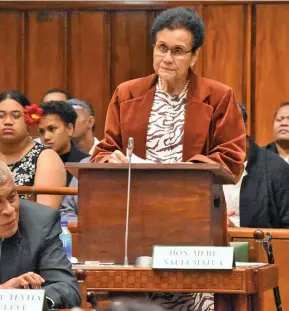  ?? Photo: Parliament of Fiji ?? Mere Naulumatua in Parliament on May 12, 2022.