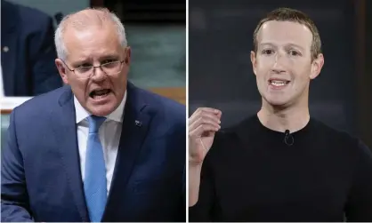  ?? Composite: Mike Bowers/Guardian/Nick Wass/AP ?? Australian prime minister Scott Morrison says Facebook ‘may be changing the world but that doesn’t mean they run it’.