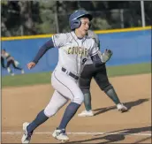  ?? Jesse Munoz/COC
Sports Informatio­n. ?? College of the Canyons sophomore Sienna Vannoy rounds third base and heads home during the Cougars’ 19-1 conference victory over L.A. Valley College on Thursday.