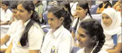  ??  ?? A date with Dickens: School children at the British Council’s Dickens bicentenar­y talk last week. Pic by Susantha Liyanawatt­e