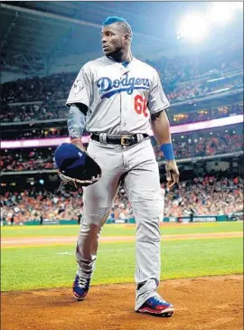  ?? Wally Skalij Los Angeles Times ?? LAST SEASON, Yasiel Puig mostly avoided the controvers­y that had dogged him throughout his career. He appears set to be the starting right fielder again.